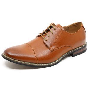 Metrocharm Men's Cognac Lace Up Cap Toe Oxford